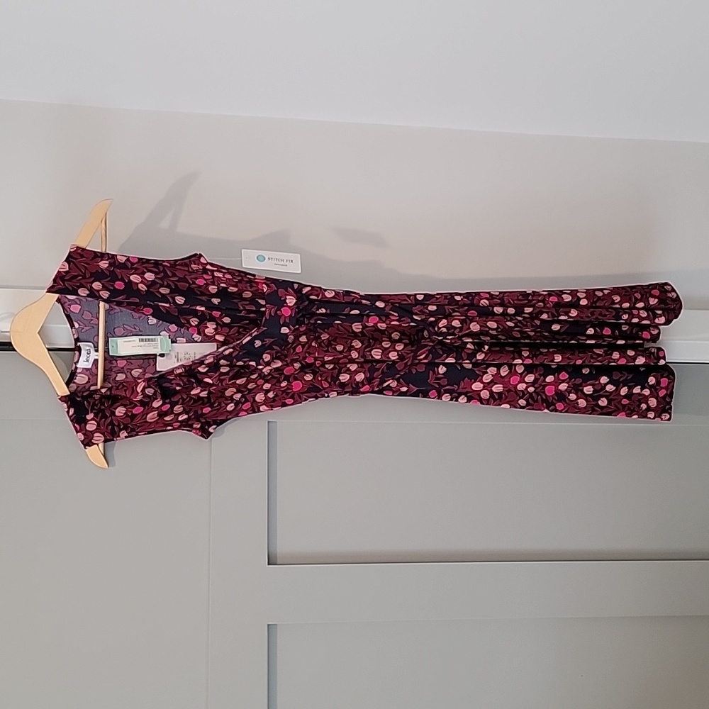 NWT! Leota Aneeka Knit Faux Wrap Dark Purple (crimson) Dress, Size Small